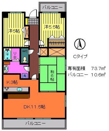 コンフォートブル松之内３Lの物件間取画像